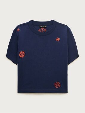 J.Crew NWT Boyfriend jersey relaxed T-shirt with floral chain stitch Top